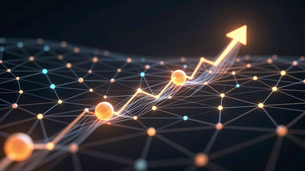 Digital network showing shifting traffic patterns and bot activity.